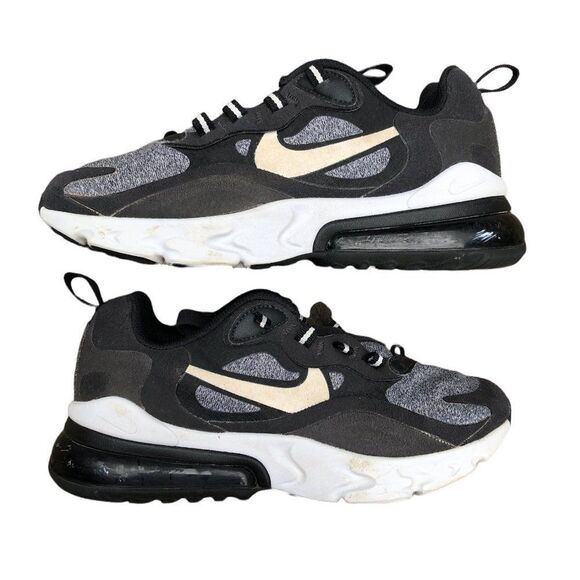 NIKE Air Max 270 React Black Vast Grey Size 4 - Picture 1 of 16